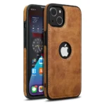 iPhone 14 Case - Leather Case For iPhone 14 - Logo View, Actual Stich Effect - High Quality Leather iPhone 14 Case